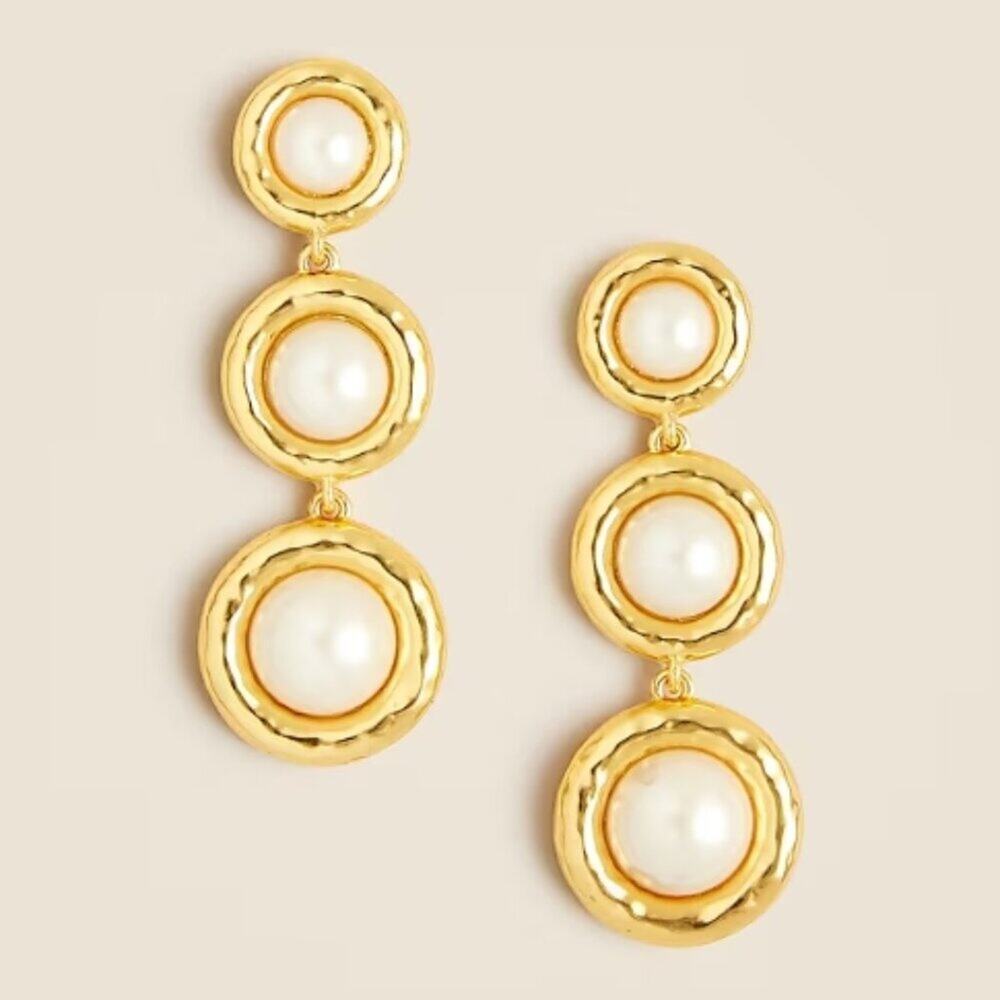 J.Crew Inset Pearl Tiered Earrings – Pearl (One Size)